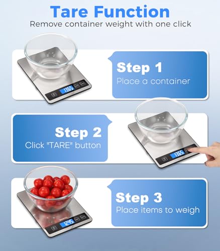 Food Scale - 15kg/33lb Digital Kitchen Scale with Full-View LCD Display, Grams and Ounces, Easy Clean Stainless Steel, 6 Units with Tare Function, Precise for Baking, Cooking & Meal Prep, Black - color: Non-Rechargeable-Black