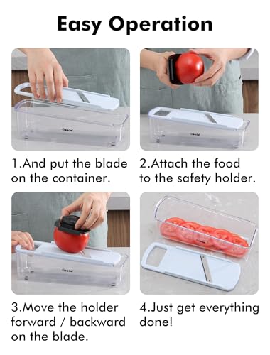 Geedel Professional Mandoline Slicer for Kitchen, Multi Purpose Vegetable Slicer Cutter, Vegetable Cutter Onion Cutter for Veggie Fruit Cheese - color: Light Blue