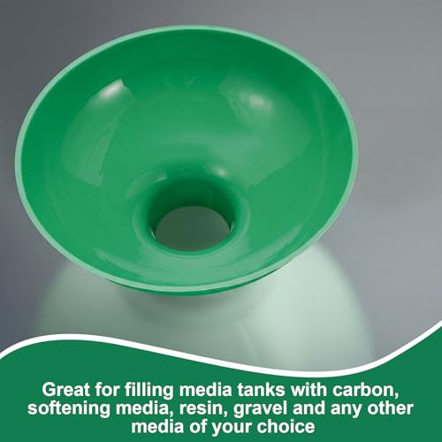 Vesici 2 Pack Extra Large Wide Mouth Funnel 2.5" x 10" Multi Purpose Filling Funnel Plastic Reusable for Water Softener Resin Tanks Carbon Media Jar Filling Use (Green) - color: Green