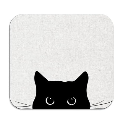 Black Cat Dish Drying Mat - Funny Black Cat Absorbent Dish Drying Mat for Kitchen Counter, Coffee Bar Mat, Coffee Maker Mat for Countertops, 16x17.5 Inch
