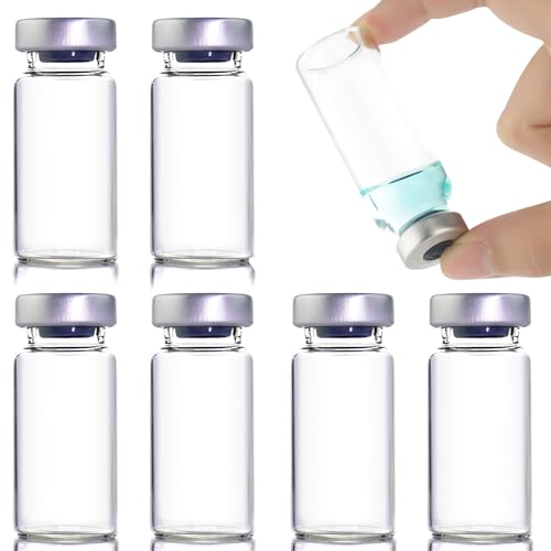 10 Pack 20ml Sealed Sample Vials, Transparent Glass Vials with Self Healing Injection Port - size: 20ML