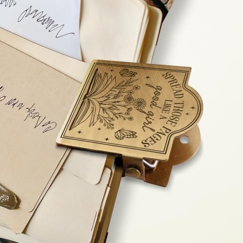 ANATTASOUL Travel Journal Clip Vintage Wildflower Book and Butterfly Metal Book Clips, Decorative Heavy Duty Journal Clips to Hold Journal Open for Notebook, Photo, Office Kitchen Home DIY Use - style: Wildflower Book and Butterfly