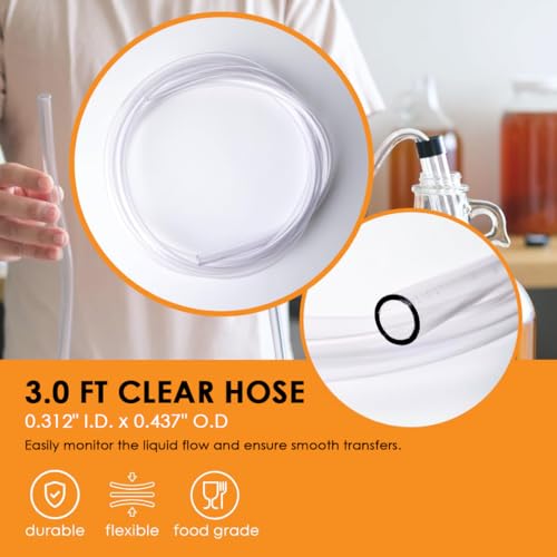 FastRack Auto Siphon 3/8" with 3 Ft Hose | Food-Grade BPA-Free Tubing | Bottling & Siphoning Kit for Homebrewing Beer, Wine, Mead & Cider | Carboy Filling Transfer Pump | Made in USA