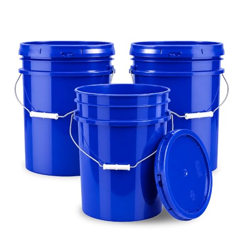 ePackageSupply 5 Gallon Bucket - Food Grade Bucket with Airtight Gasketed Tear Strip Lid, BPA-Free, Heavy-Duty 90 Mil HDPE Plastic Pail, Bulk Storage, Durable Container, Made in USA - Blue, 3 Packs | Airtight Gasketed Tear Strip Lid, Heavy-Duty 90 Mil HDP