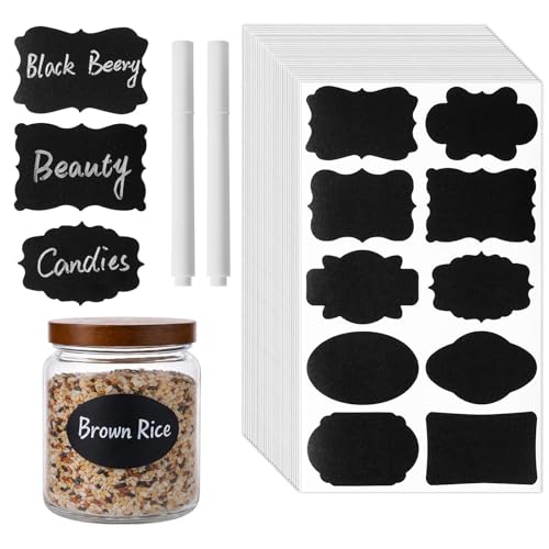 Homrelaxy 360Pcs Chalkboard Labels – 3x2 Inch Reusable Blackboard Stickers with 2 White Erasable Chalk Markers, 10 Assorted Shapes, for Mason Jars, Food Containers, and Pantry Storage - size: 3"x2"