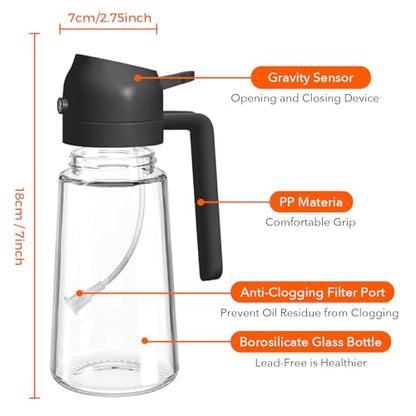 YARRAMATE 2Pcs 16oz/470ml 2 in 1 Oil Sprayer for Cooking with Stickers, Food-grade Glass Oil Spray Bottle, Oil Dispenser and Oil Sprayer for Kitchen, Salad, Frying, BBQ (White &Black) - color: 15_2Pcs White&Black