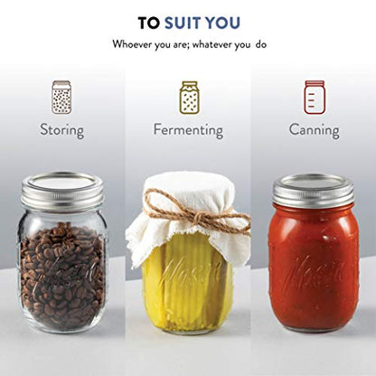 Paksh Novelty Mason Jars with Lids & Sealer - 5 Pack 16 Oz Regular Mouth Glass Canning Jars - Food Storage Container - Airtight Container for Pickling, Candles, Overnight Oats, Fruit Preserves - color: 16 Oz - 5 Pack - Regular