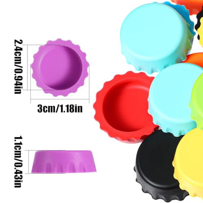120 PCS Silicone Rubber Bottles Caps, 8 Colors Reusable Beer Caps for Home Brewing Beer, Soft Drink, Wine Bottle, Beers Bottle, Soda Bottles Kitchen Gadgets