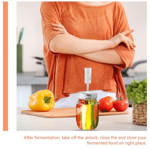 SMASOLO Fermenter Jar Lid Set for 87mm Wide Mouth Mason Jars with Airlock Home Fermentation Supplies for Kimchi and Pickling 1 Lid + 1 Fermenting Airlock Random Color