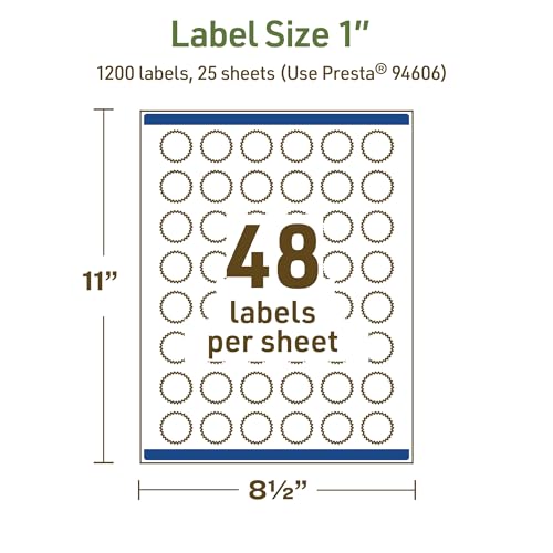 Avery Dissolvable Starburst Labels, Sure Feed Technology, 1", Matte White, Print-to-The-Edge, Laser/Inkjet Printable, 1200 Labels Total - style: 1,200 labels