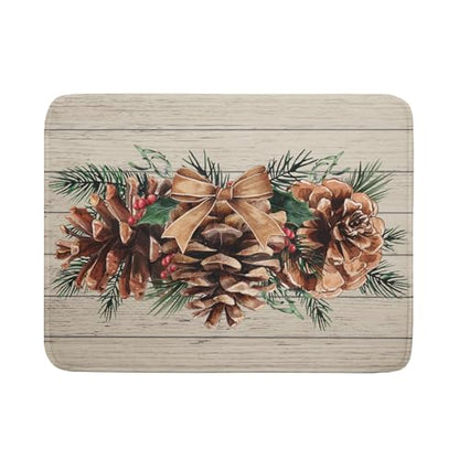Winter Pine Cone Dish Drying Mat Holly Berries Dish Draining Mat Microfiber Washable Dish Drainer Rack Mat for Home Kitchen Counter 18"x24" - color: Winter Pine Cone, size: 18" x 18"