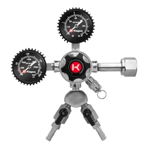Kegco Elite Series Dual Gauge CO2 Draft Beer Regulator, 2 Product, Chrome