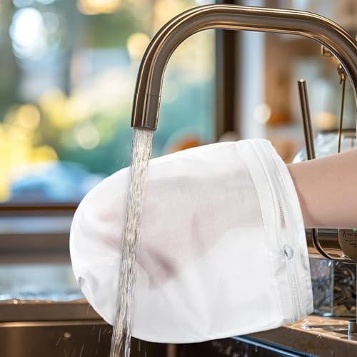 3 Pcs Fine Mesh Strainer Bags, Reusable Cheese Cloth Bag with Zipper, Tea/Coffee Filter, Food Grade Filter for Coffee Soy Thai Tea, Yogurt Nut Milk and Soup