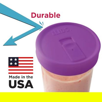 Wide-Mouth Mason Jar Drink Lid - USA Made, BPA-Free, Spill-Resistant for Coffee, Cold Brew & Iced Tea - Fits 3 3/8 in Ball & Kerr Wide Mouth - Pack of 2 - color: Mulberry