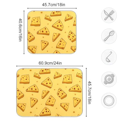 Dish Drying Mat for Kitchen Counter Cartoon Triangular Cheese Absorbent Drying Dish Mat 18×24 inch Dish Rack Pad Coffee Mat for Sink Dishes Under Rack - size: 18x24in
