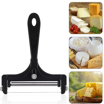 lasuroa Cheese Cutter, Stainless Steel Cheese Slicer with 4pcs Extra Wires Adjustable Handheld Butter Block Cutter (Black)