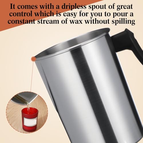 Ziliny 6 Pcs Candle Making Pouring Pot Wax Pouring Pitcher with Dripless Spout and Heat Resisting Handle Aluminum Wax Melter for Christmas DIY Candle Making Kits Gift (3 L) - size: 3 L