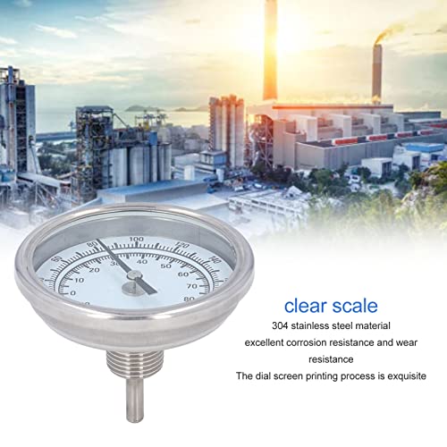 Wisecoco 3.3" Dial Stainless Steel Bimetallic Thermometer, 0-200F/-15-90C, 1% Accuracy, 1/2" NPT Back Mount
