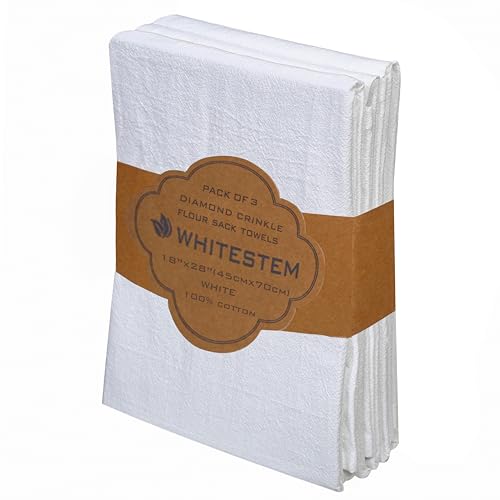 Flour Sack Towels 18” x 28” – Pack of 3 Cotton Kitchen Towels, Dish Towels and Tea Towels for Embroidery, Thick Absorbent for Baking & Bread Proofing - White - color: Organic White, size: 18"x28" - 3 Pack