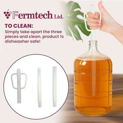 Fermtech Hydrometer Kit with Glass Test Jar & 12-19” Wine Thief Sampler – Triple Scale Glass Hydrometer, Brush, Instructions, & Microfiber Cloth for ABV & Brix Testing - Sampling Tool for Wine & Beer