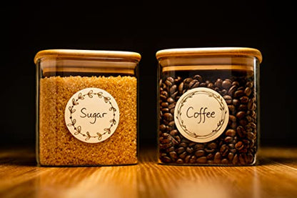 MONEST Waterproof & Oil Resistant Jar & Lid Stickers - Pantry/Canning, Spice & Bottle Labels (Golden Flower) - style: Golden Flower