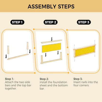Honey Lake 20 Pack Medium Beehive Frames Kit with Food-Grade Beeswax-Coated Plastic Foundations and Unassembled Durable Wooden Frames (Yellow) - color: 20Pack-Yellow