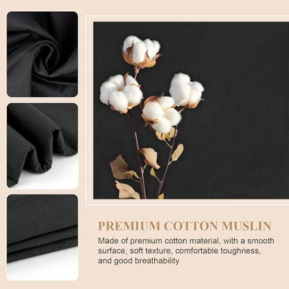 PEASUG 100% Cotton Muslin Fabric, 59 Inch X 10 Yards Muslin Fabric by The Yard, Medium Weight Draping Fabrics Suitable for Sewing Embroidery, Garments, Crafts Material-Black - color: Black, size: 10 Yards