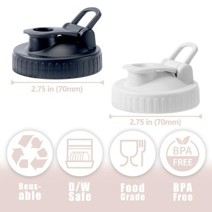 4 Pack Regular Mouth Mason Jar Pour Spout, Mason Jar Pitcher Lids with Leakproof Airtight Flip Cap, Reusable Plastic Canning Lids for Drinking Salad Dressing Pouring, Jar Lids, Black & White - color: Black & White, size: Regular Mouth