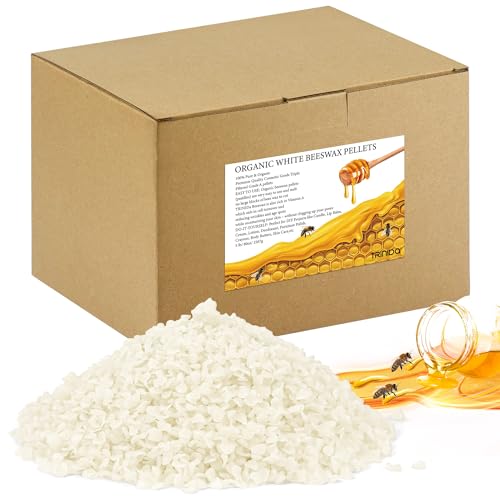 TRINIDa White Beeswax Pellets 5LB(80 oz), Organic Bees Wax Pellets for DIY Candles, Beeswax for Candle Making, Skin, Body, Face, and Hair Care, Lotions, DIY Creams, Lip Balm and Soap Making - color: white 5lb