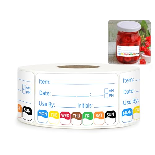 500 Pcs 1 inch X 2 inch Restaurant Quality Shelf Life Food Rotation Labels, Self-Adhesive Removable for Reusable Containers, Food Safety Date Sticker, Leftover Labels (1 * 2in-500pc-Blue5) - style: 1Roll-Blue