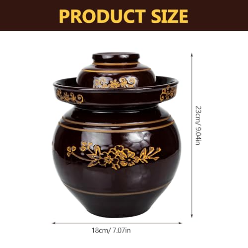 Ceramic Retro Pickle Jar 5.5lb Thickened Kimchi Storage Crock Sealed Fermentation Tank for Sauerkraut and Pickles with Random Pattern Suitable for Kitchen Use Random Color