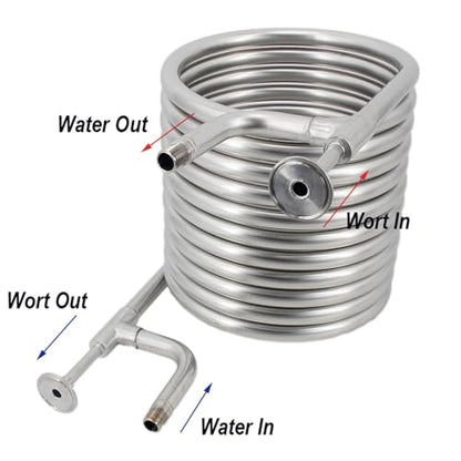 Stainless Steel 304 Immersion Wort Chiller,Wort Chiller Set, Quick Disconnects with Inline Thermometer