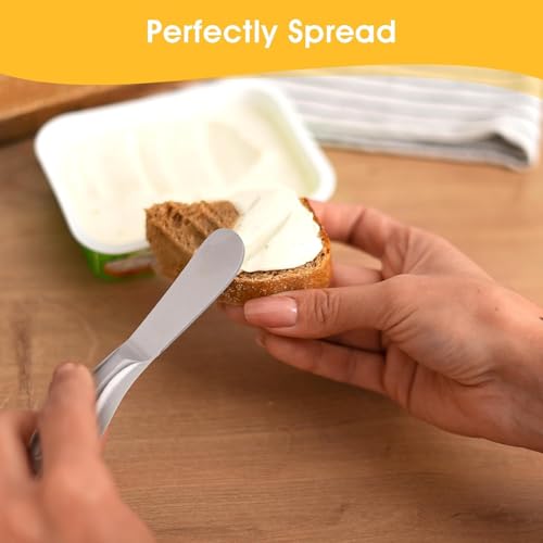 Linwnil 4-Piece Stainless Steel Butter Knife Set - Cheese & Butter Spreader Knives - Charcuterie Utensils - Dishwasher Safe - Silver