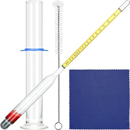 Chengu Hydrometer Alcohol Meter Test Kit 0-200 Proof with Glass Cylinder, Brush and Dust Cloth, Distilling Moonshine Alcoholmeter for Proofing Distilled(Stylish Style)
