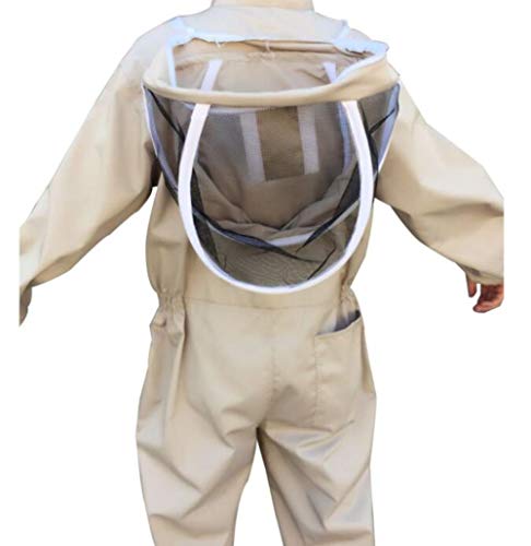 Beekeeper Professional Jumpsuit Suit Beekeeping Brown Space Suit with Self Supporting Veil for Bee Keepers Include Protective Gloves - size: X-Large