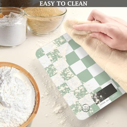 Food Scale Kitchen Scale for Baking Cooking Digital Food Weighing Measuring Scale Small Waterproof Electric Food Scale Checkered Green and White - color: Checkered Green and White