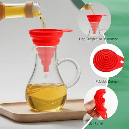 4 Pack Silicone Collapsible Kitchen Funnel for Water Beer Oil Filling Bottles 2 Size Flexible Foldable Mini Small Large Scoop Funnel Set Camp Kitchen Hand Tools Gadgets Accessories Must Have Finds