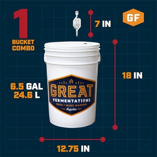6.5 Gallon Fermenting Bucket with Lid and Handle - BPA-Free Food Grade Fermentation Bucket with Airlock - Reusable Brewing Container for Home Brewing Enthusiasts - size: Bucket Kit (1 Lid + 1 Airlock)