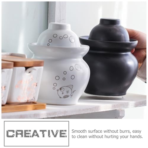 Airtight Ceramic Pickled Vegetable Jar 1.5lb Sealed Fermenting Food Storage Crock for Kimchi and Sauerkraut Kitchen Use