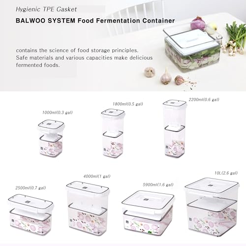 Pickle keeper Press Plate Food Storage Container Organizer for Kimchi Sauerkraut Fermentaion Airtight Lid Locking for Preserved Food (1000ml / 0.3 gal) - size: 1000ml / 0.3 gal