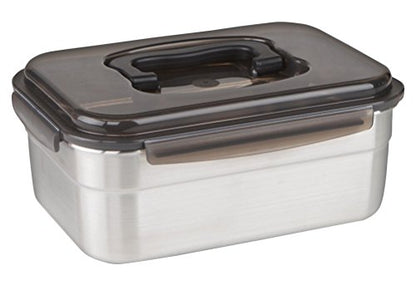 STENCOC Stainless Steel BPA Free Rectangular Leakproof Airtight Kimchi/Pickle/Food Storage Container Saver (3L / 101oz / 9.8") One Handle Half-Transparent Lid Stackable