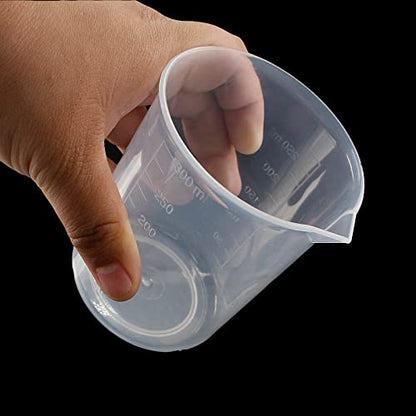 Waziaqoc 250ml-300ml Plastic Graduated Beaker, Transparent, 3 Pack | PP Material, Measuring Cup, Mixing Cup, For Kitchen Lab - color: 3pcs, size: 250-300 ml
