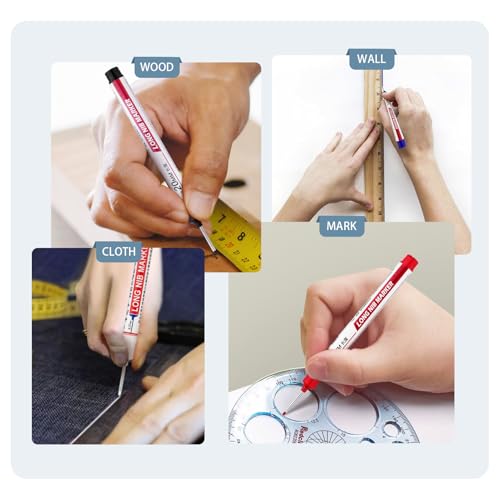 8 PCS Long Head Deep Hole Marker Pens,20mm Long Nib Marker, Longs Nose Markers, Waterproof Construction Markers Marking Tool,Permanent Markers Carpenter Ink marker Pens,Metal marking Pens03 - color: 8PCS-20MM-Red/White/Green/Black