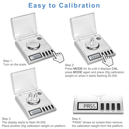 Fuzion Digital Milligram Scale, 50g/0.001g Powder Scale with 6 Accessories | Includes Calibration Weights, Mg Scale for Powder, Supplement, Jewelry, Capsule Filling, Reloading - color: Silver