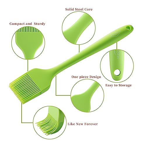 4PCS Silicone Basting Pastry Brush, MONGSEW Heat Resistant Food Brush Spread Oil Butter Sauce for BBQ Grill Baking Kitchen Cooking, BPA Free, Dishwasher Safe (Multicolor, 4 Pcs)
