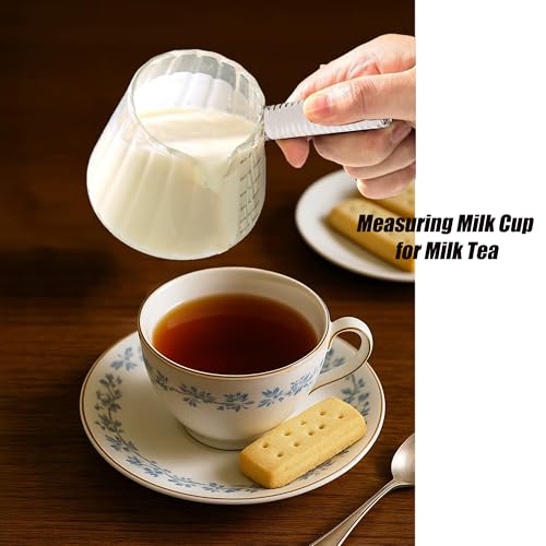 FANTESTICRYAN 6OZ Measuring Cup, Ribbed Borosilicate Glass Espresso Cup, V-Shaped Spout Drain Espresso Double Shots, Coffee Milk Tea Accessories (Clear, Glass Handle) - style: Clear Class
