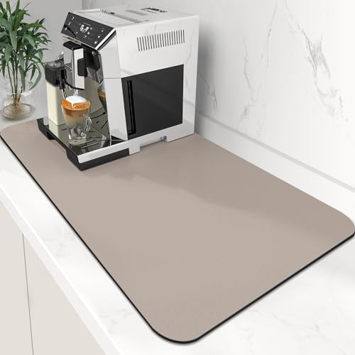 WISELIFE Super Absorbent Dish Drying Mat Khaki 17" W x 30" L, Coffee Bar Accessories - color: Khaki, size: 17" x 30"