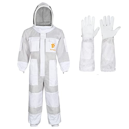 3 Layer Professional Beekeeping Suit - Heavy Duty Protective Bee Suit for Safe and Efficient Apiary Management. - color: White, size: Small