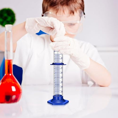 Thick Glass Graduated Cylinder Measuring Liquid Lab Cylinders with Anti-Falling Plastic Base and Bumper Guards and Glass Dropper (Glass, 250ML) - size: 250ML