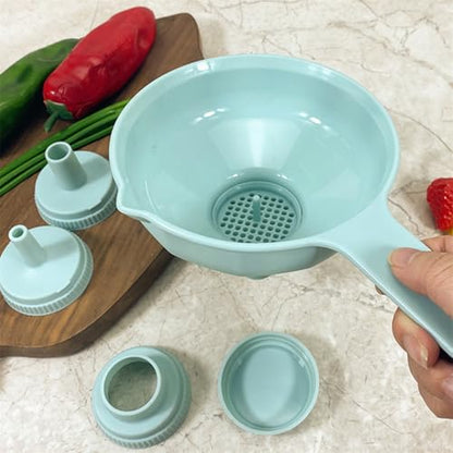 Kitchen Funnel Set with Strainer - Wide Mouth Canning Funnels for Kitchen Use Filling Bottles, Food Grade Plastic Small and Large Funnel for Liquid Transfer, Mason Jars